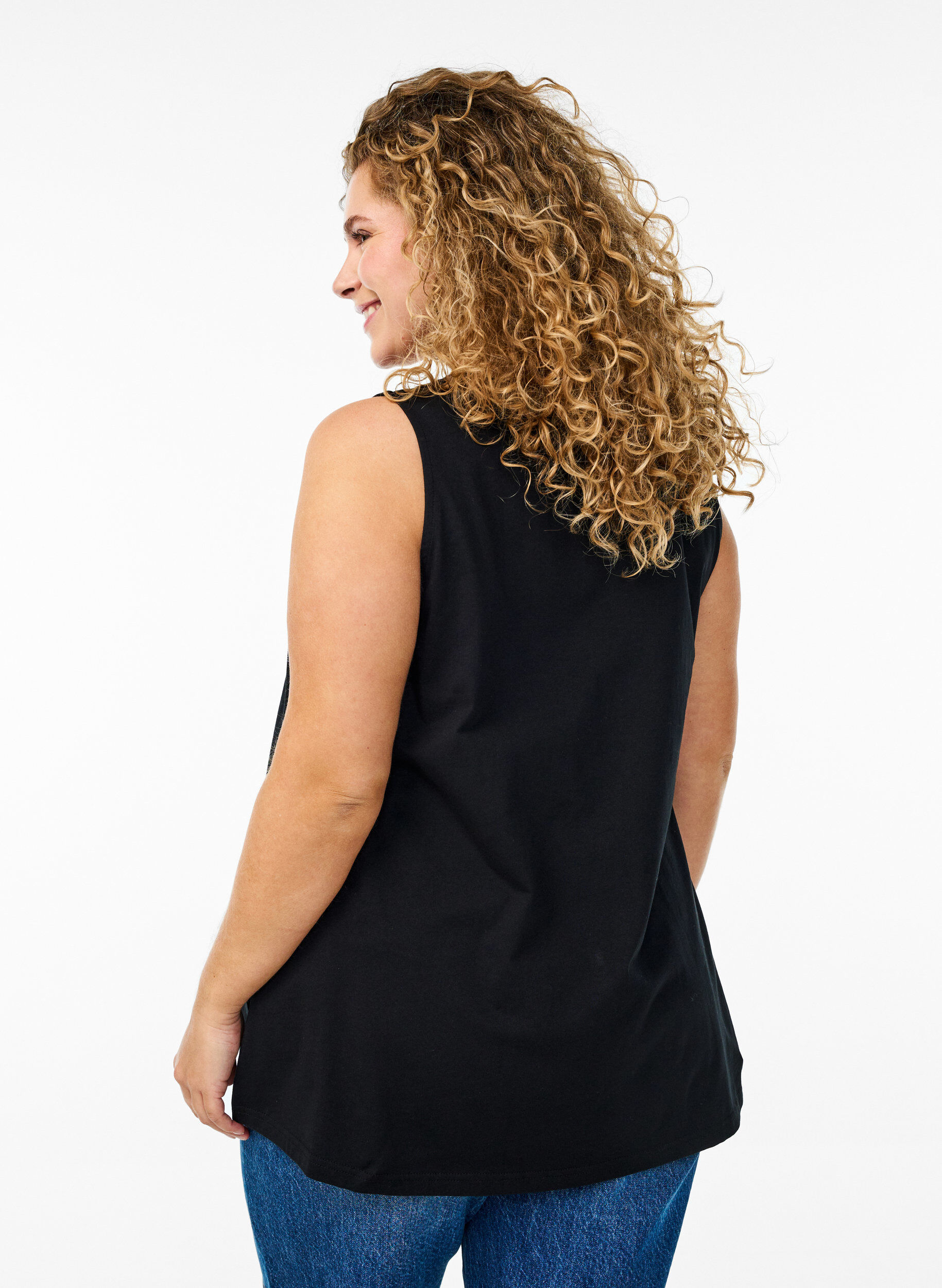 ZizziTop en coton avec forme en A, Noir, Model image number 2