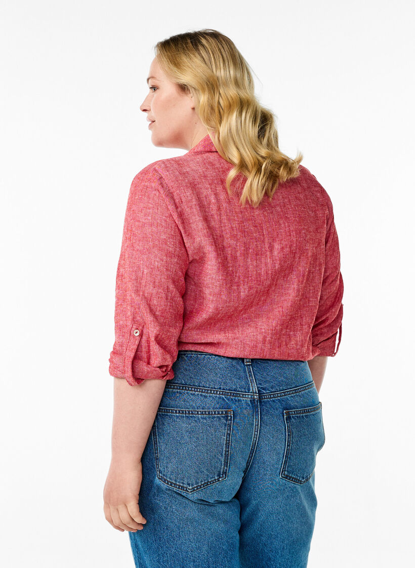 Bluse aus Leinen und Viskose mit 3/4-Ärmeln, Rot, Model image number 2