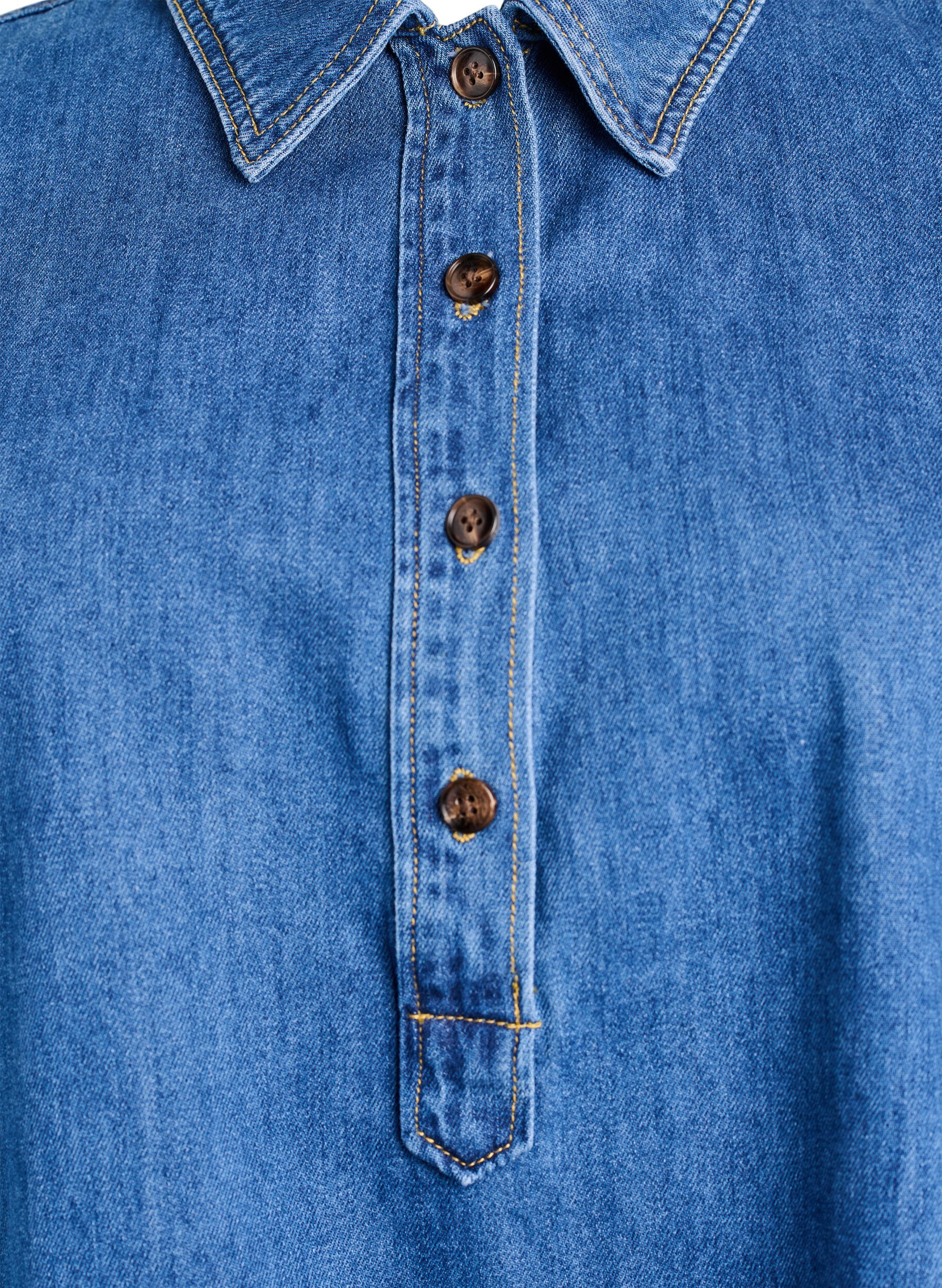 Zizzi Lockere Bluse aus Denim mit Kragen und Knopfleiste, Blau, Packshot image number 2
