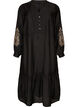 Robe en viscose avec broderies et volants &eacute;tag&eacute;s, Noir, Packshot image number 0