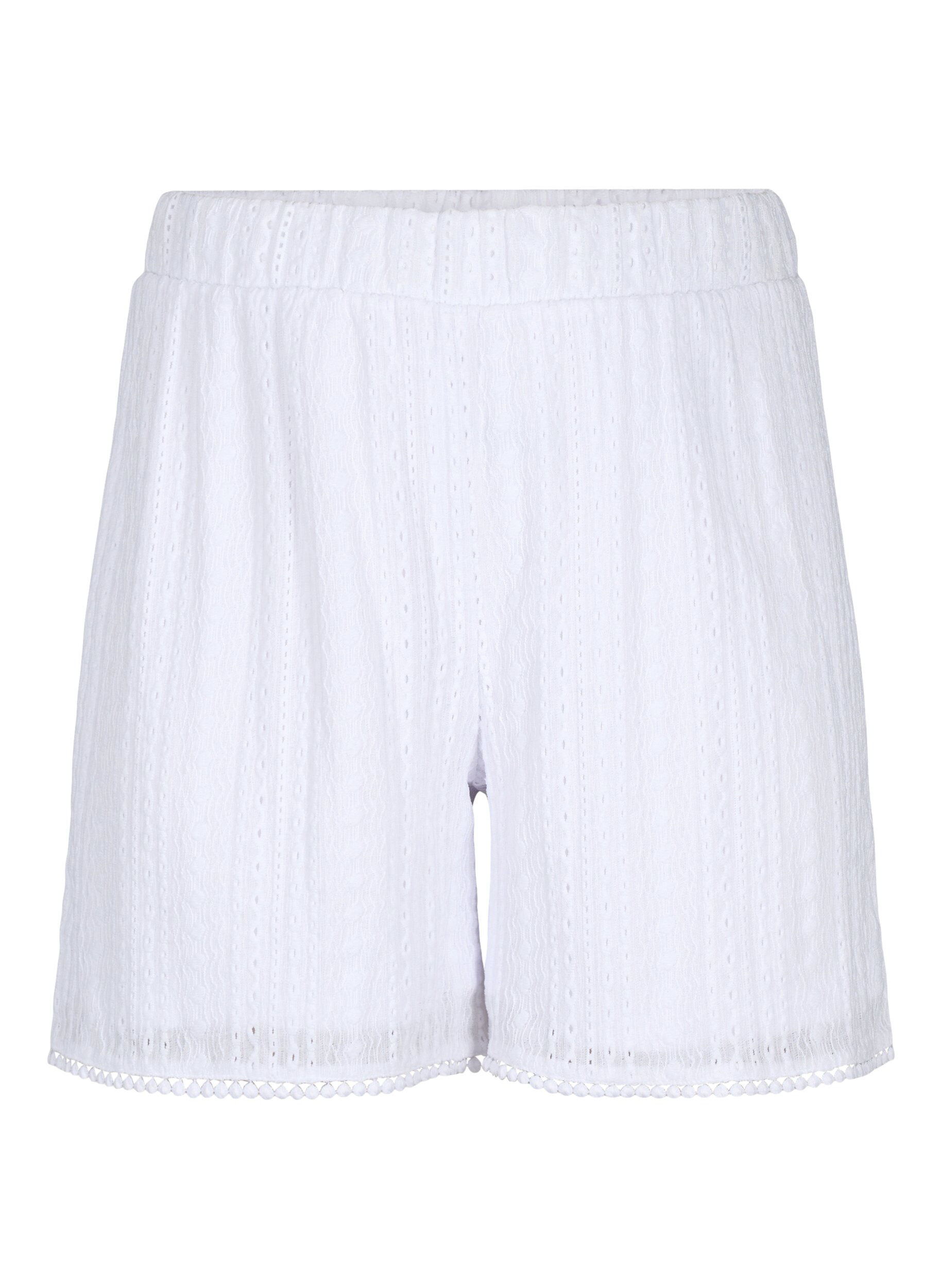 Zizzi Shorts mit strukturiertem Muster, Bright White, Packshot image number 0