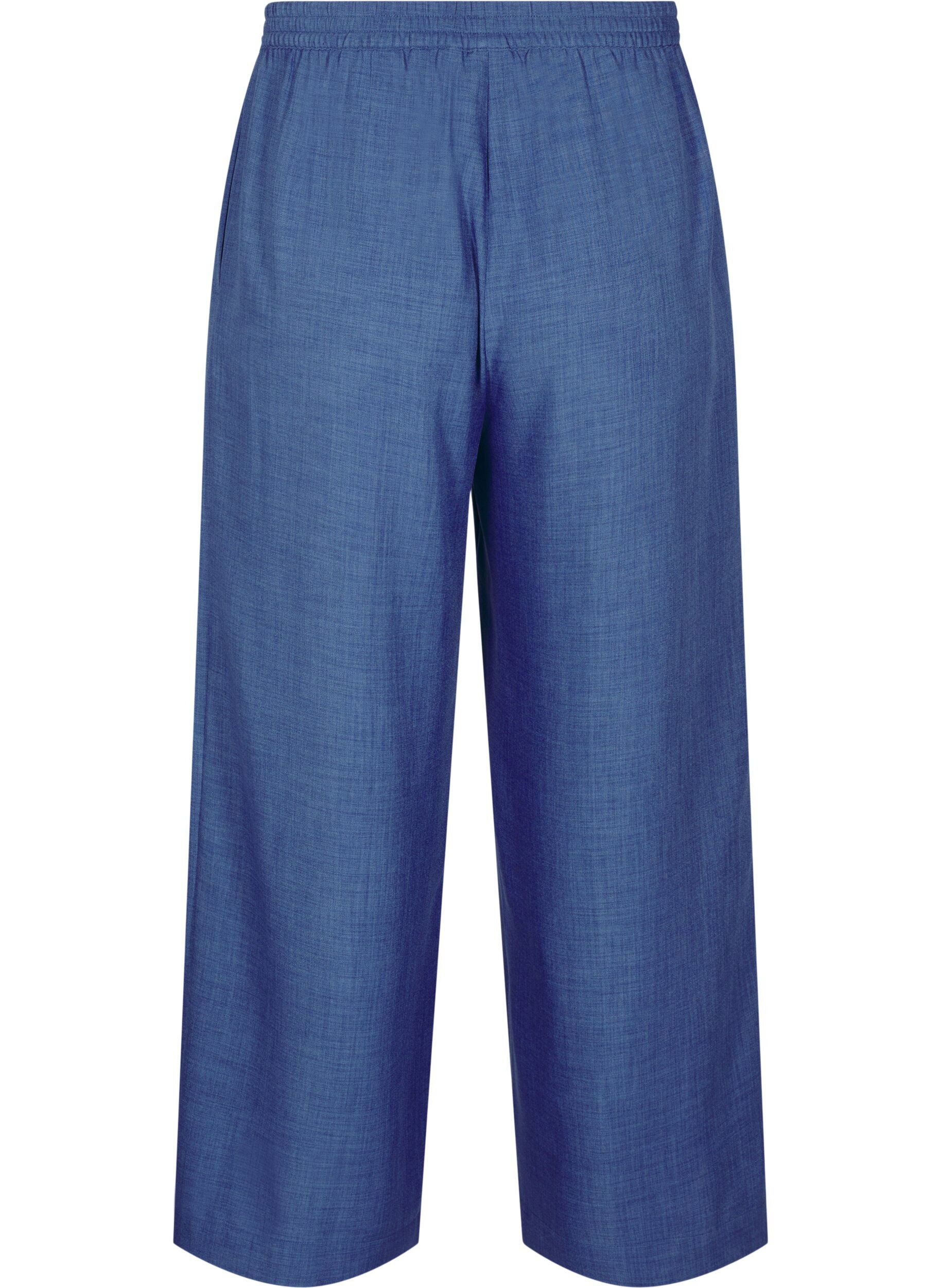 Zizzi Pantalon ample avec ceinture &eacute;lastique et poches, Bleu, Packshot image number 1