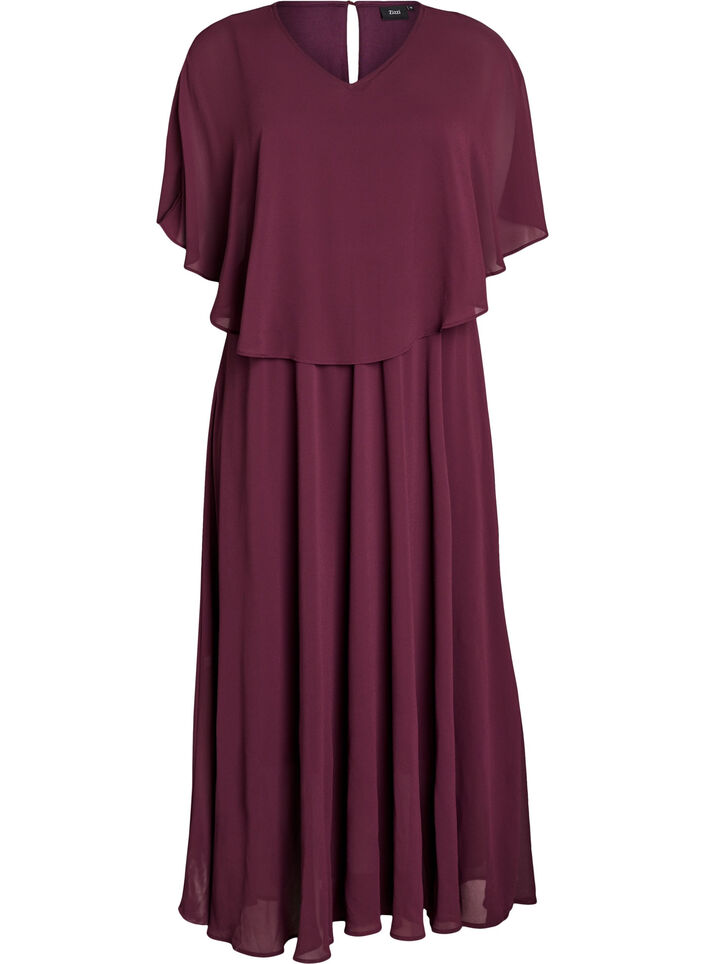 A-Linie Maxikleid mit kurzen &Auml;rmeln, Rot, Packshot image number 0