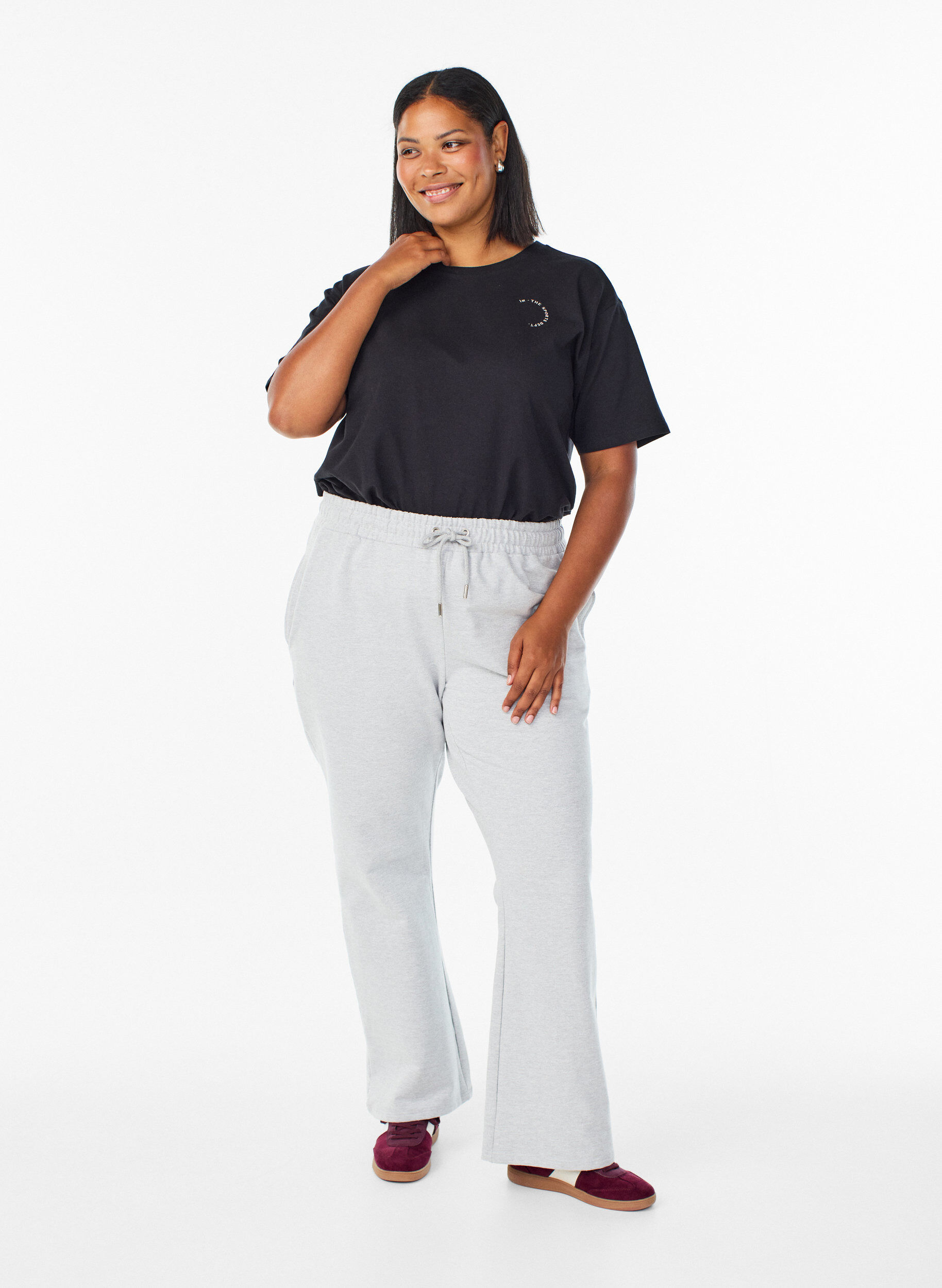 Zizzi Sportliches T-Shirt aus Bio-Baumwolle, Schwarz, Model image number 1