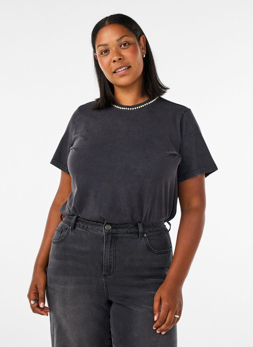 Grafik-T-Shirt aus Bio-Baumwolle, Grau, Model image number 0