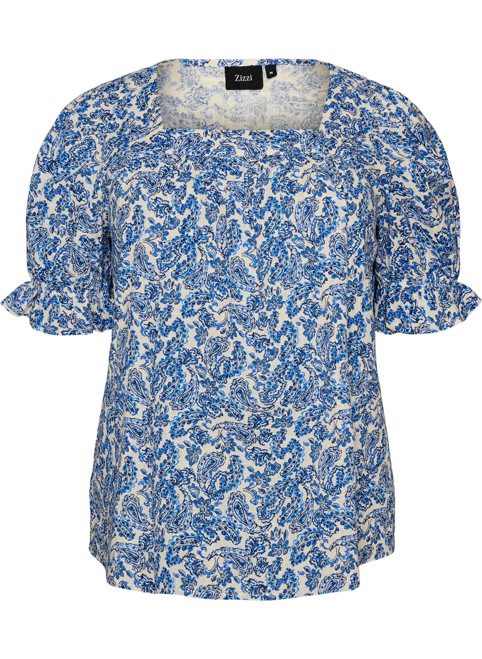 Baumwollbluse mit eckigem Ausschnitt
