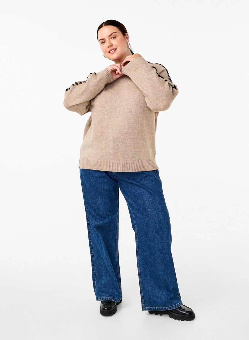 Chemisier en tricot avec coutures, Desert T.Wh.Mel.Comb, Model image number 2