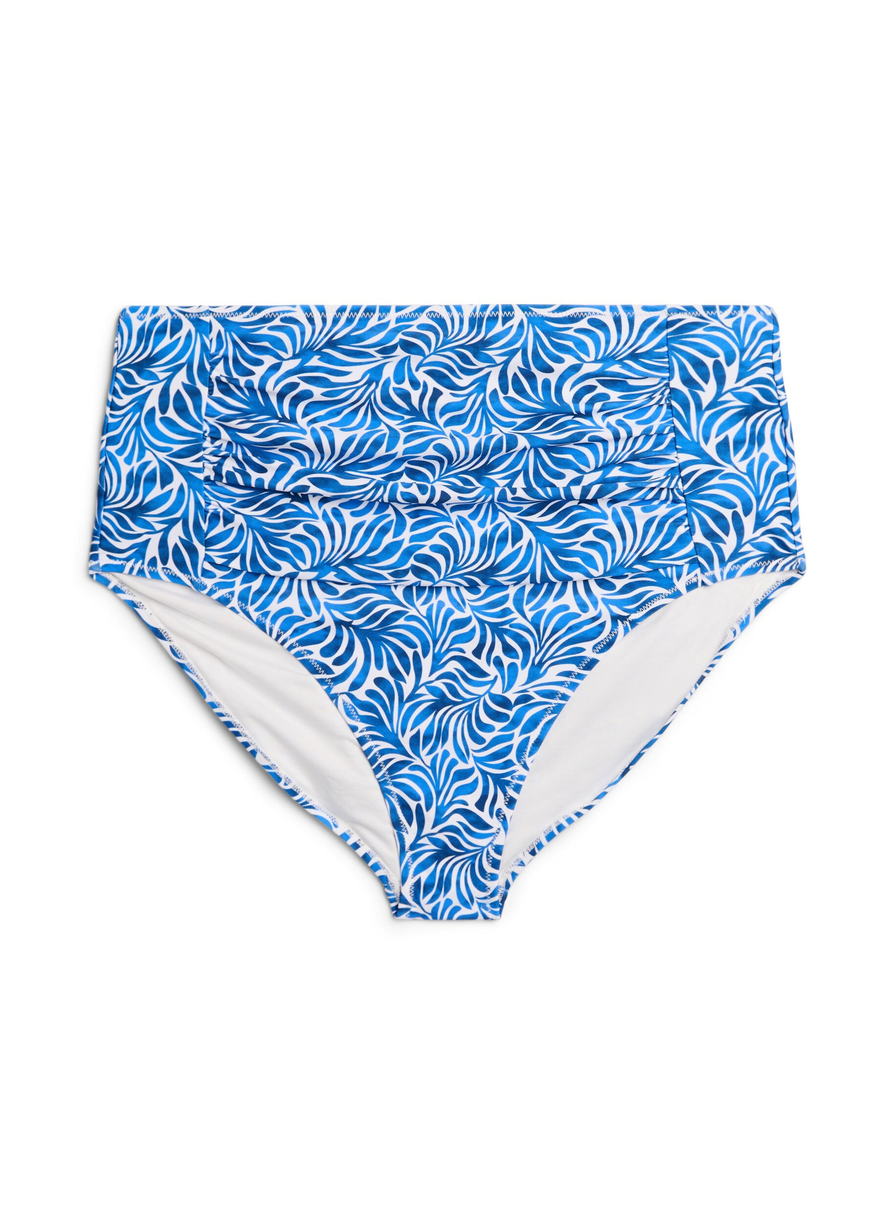 Zizzi Culotte de bikini imprim&eacute;e et taille haute, Bleu, Packshot image number 0