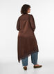 Robe en satin avec dentelle et ourlet asym&eacute;trique, Marron, Model image number 1