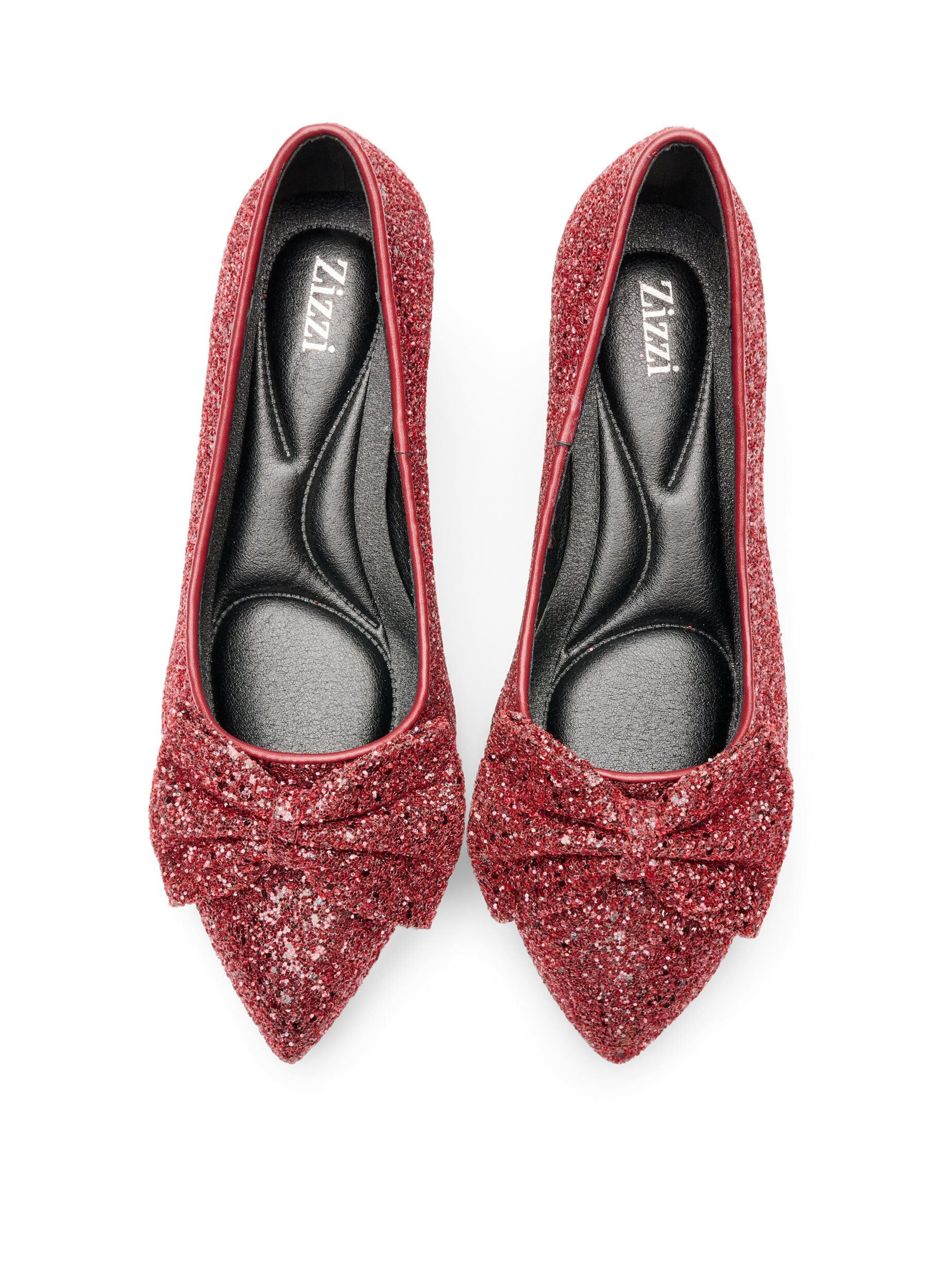 ZizziGlitzer-Pumps mit Schleife, Rot, Packshot image number 2