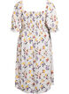Robe midi en viscose &agrave; fleurs avec smock, Blanc, Packshot image number 1