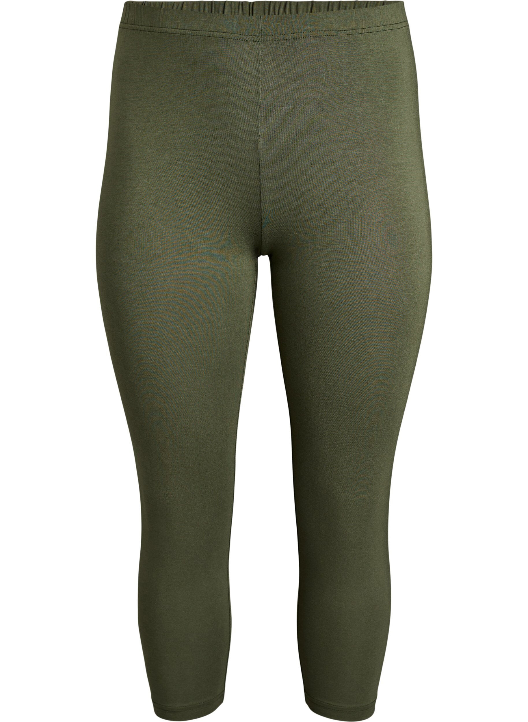 Zizzi Leggings basiques longueur 3/4 en viscose, Vert, Packshot image number 0
