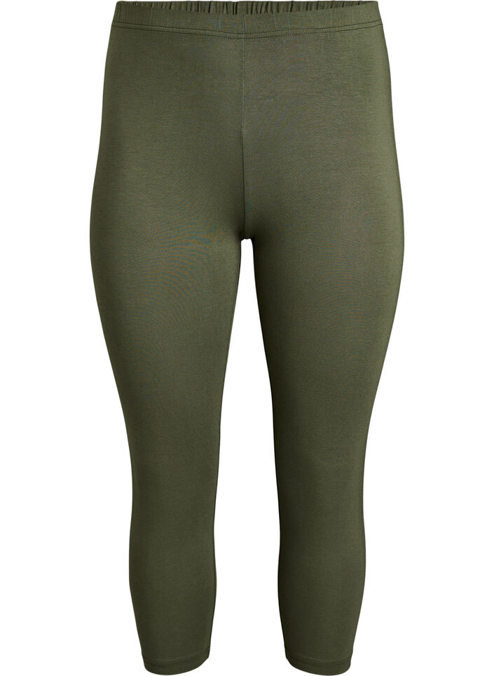 Leggings basiques longueur 3/4 en viscose, Vert, Packshot image number 0