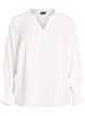 Blouse avec poignets smock&eacute;s et col en V, Vanille, Packshot image number 0