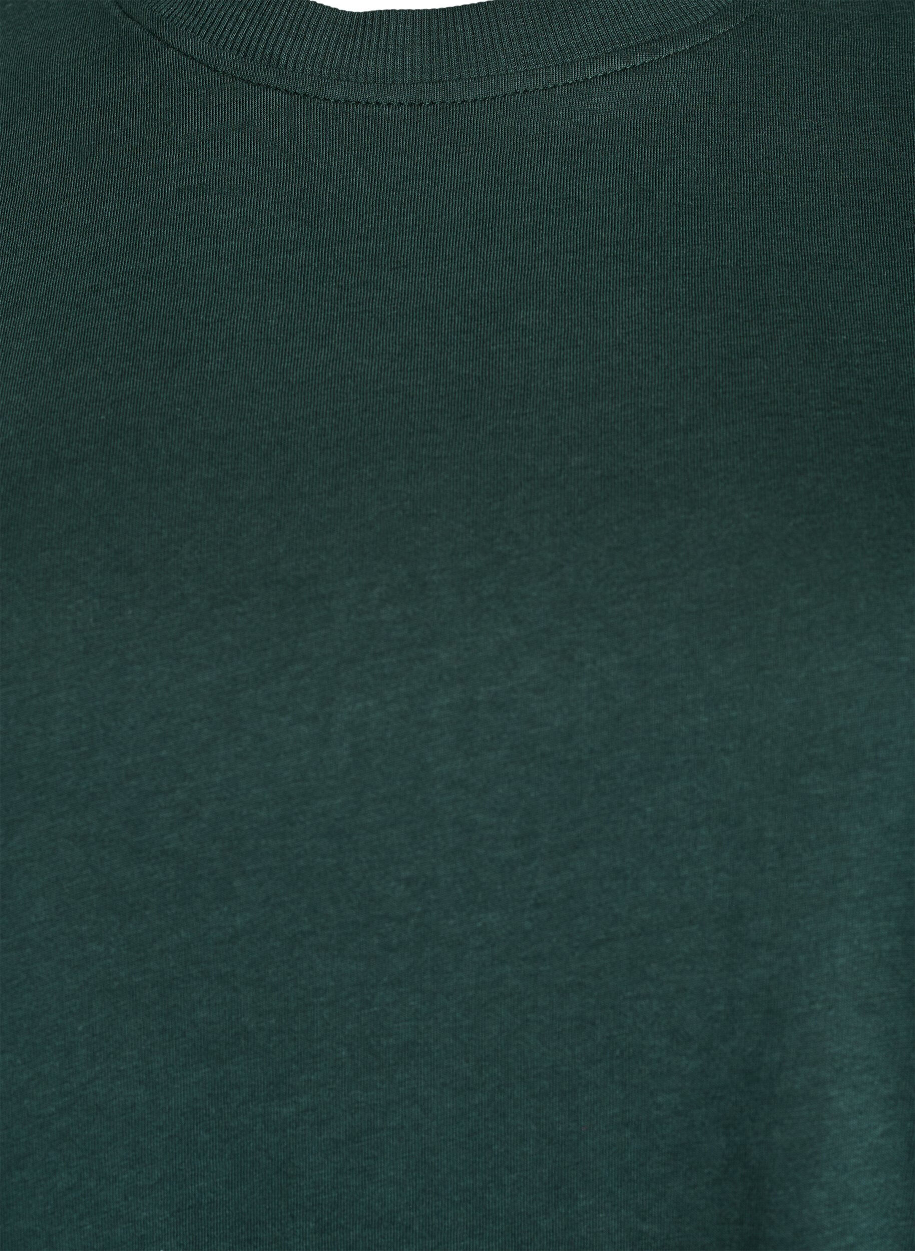 ZizziT-shirt basique en coton &agrave; col rond, Vert fonc&eacute;, Packshot image number 2