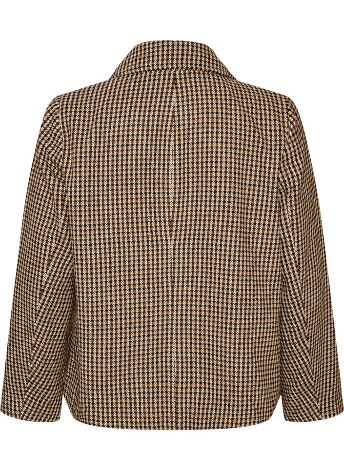 Manteau court &agrave; carreaux &agrave; double boutonnage, Marron, Packshot image number 1