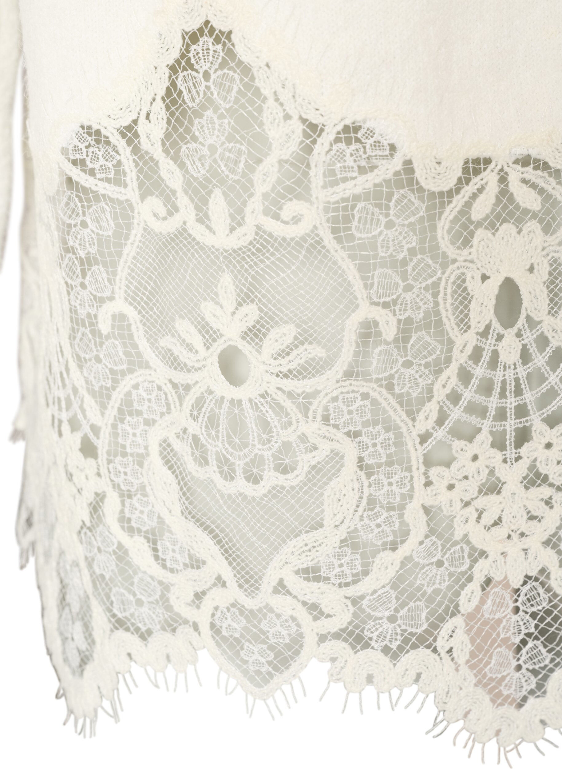 ZizziStrickpullover mit Raglan&auml;rmeln und breitem Spitzenbesatz, Beige, Packshot image number 4