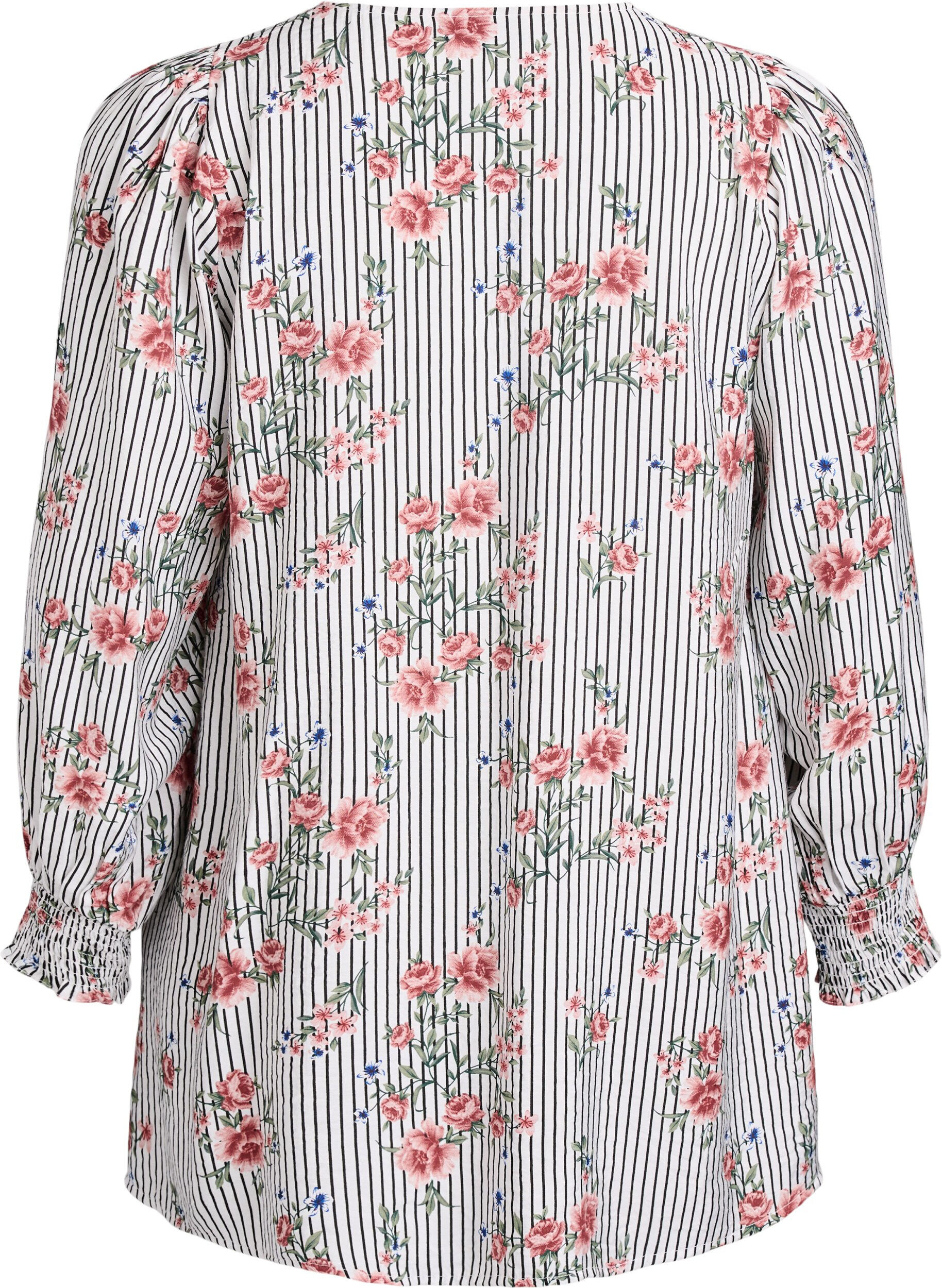 Zizzi Blouse &agrave; imprim&eacute; floral et lien &agrave; nouer, Noir, Packshot image number 1