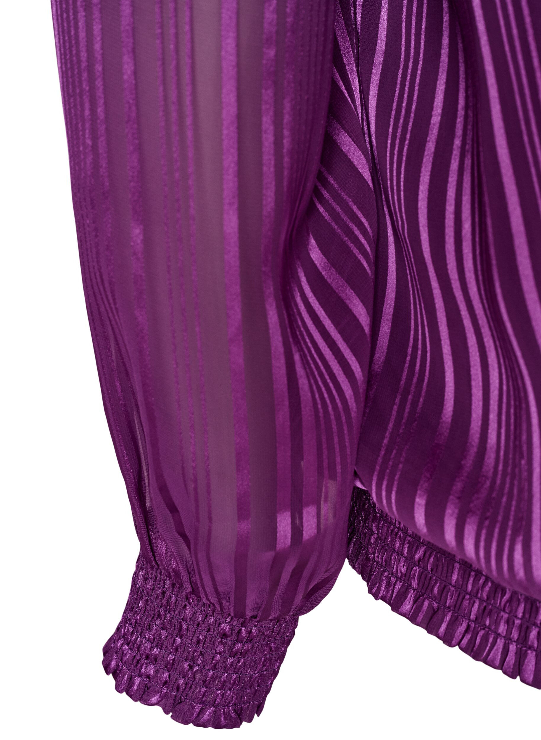 ZizziBlouse &agrave; rayures avec coupe ballon, Violet, Packshot image number 3