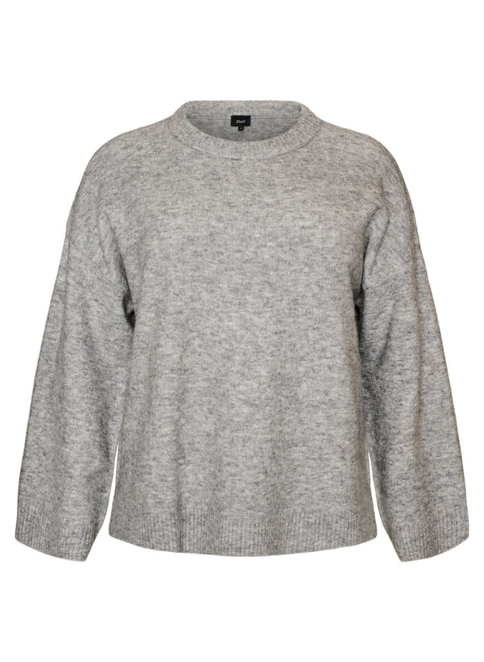 Locker gestrickte Bluse mit Alpaka und Wolle, Grau, Packshot image number 0