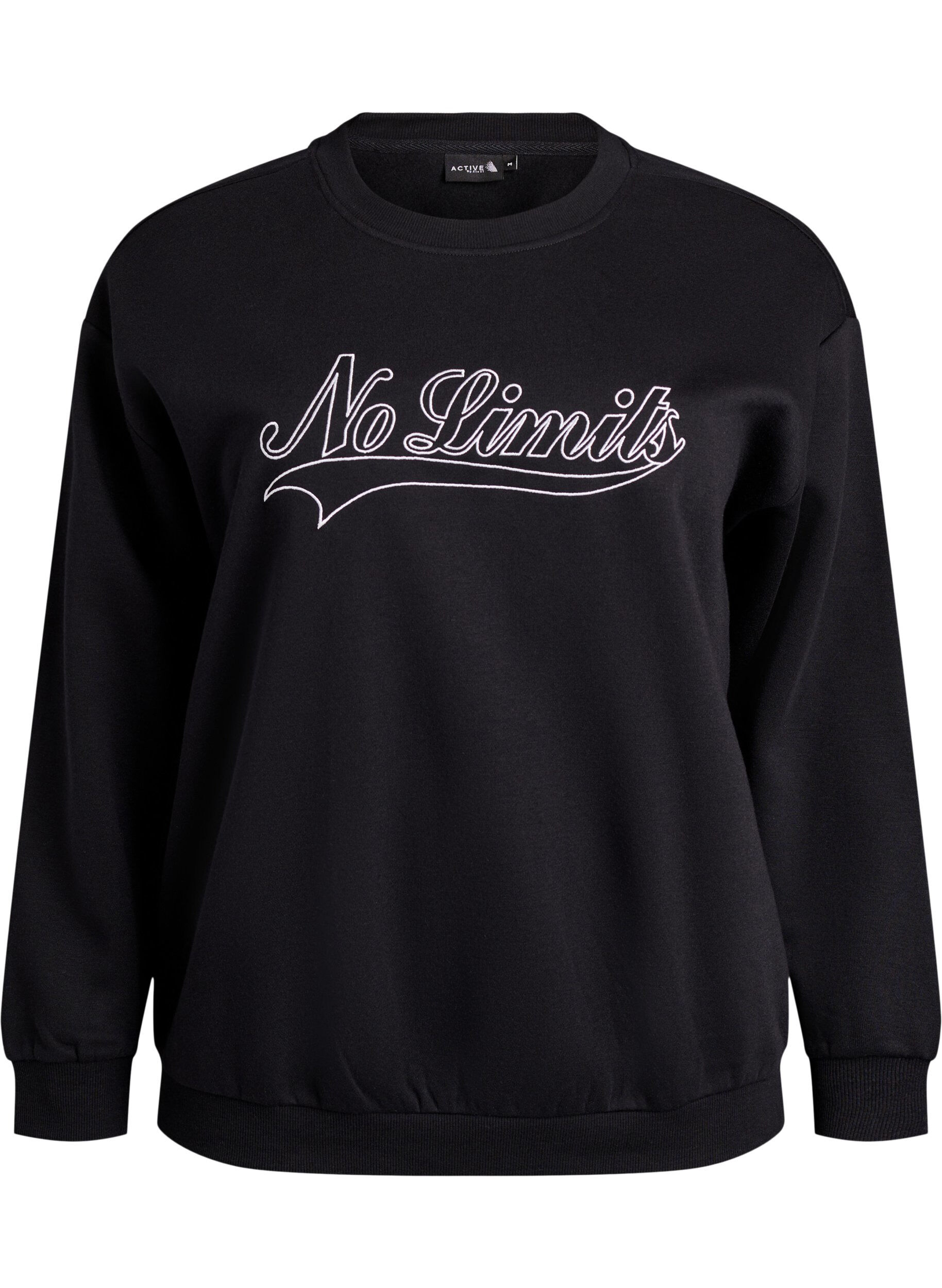Zizzi Sweatshirt mit Statement-Detail, Schwarz, Packshot image number 0