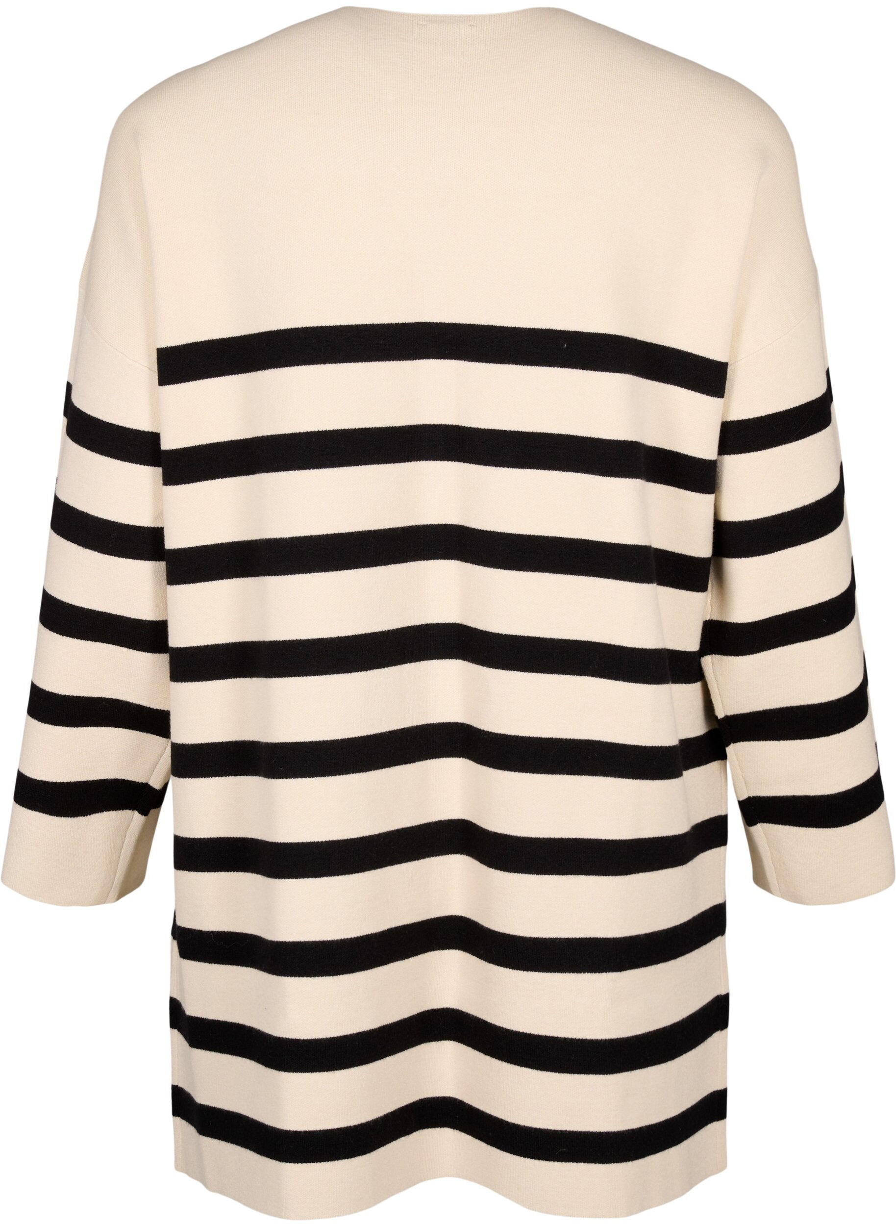 Zizzi Langgestreifter Strickcardigan, Birch w/Black, Packshot image number 1