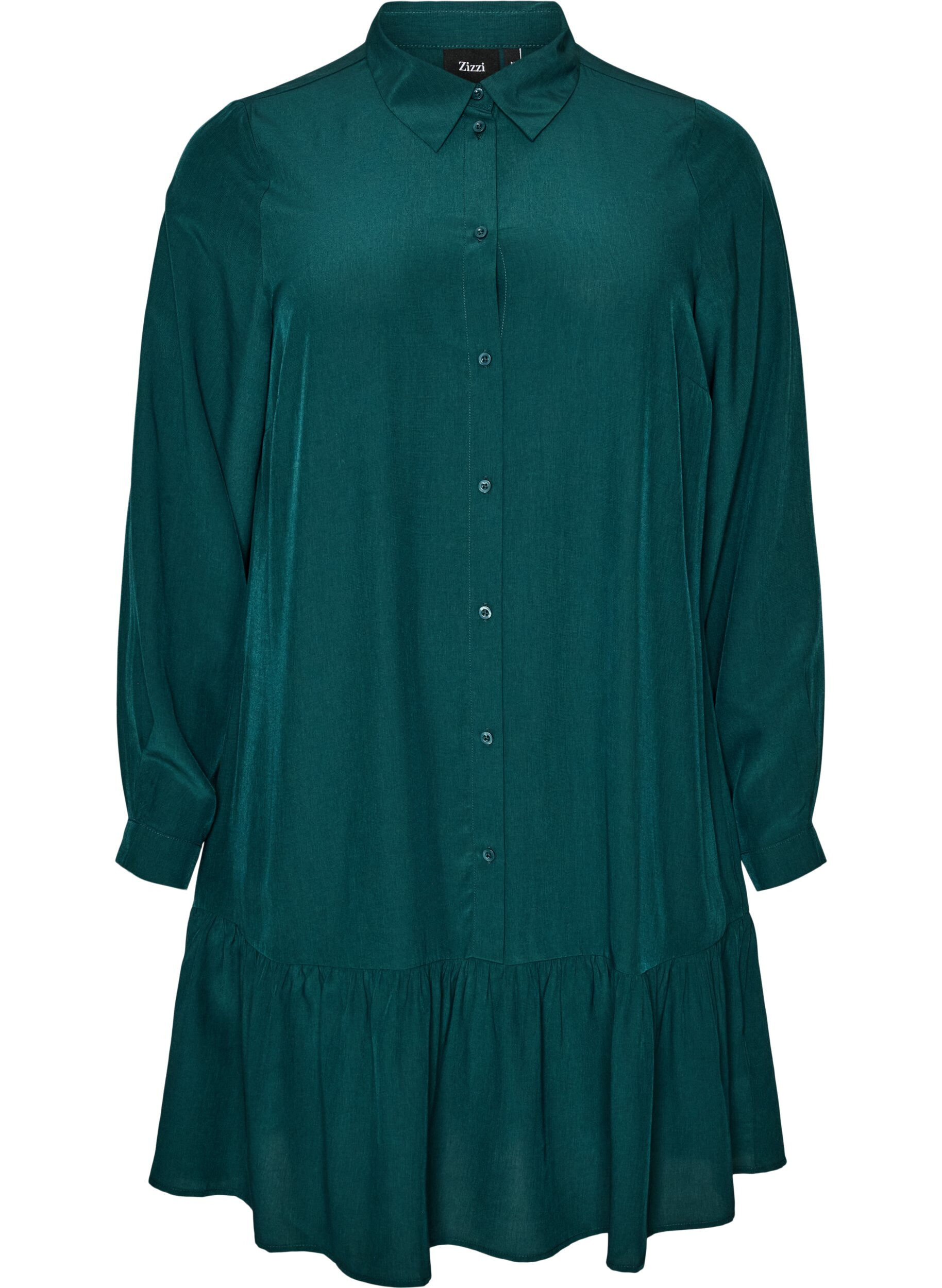 ZizziRobe chemise courte avec volants, Vert fonc&eacute;, Packshot image number 0