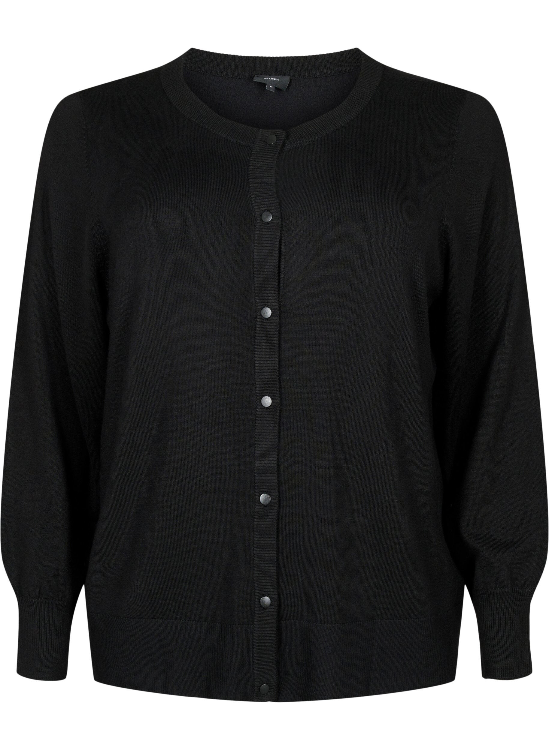 Zizzi Cardigan en viscose avec fermeture boutonn&eacute;e, Black, Packshot image number 0