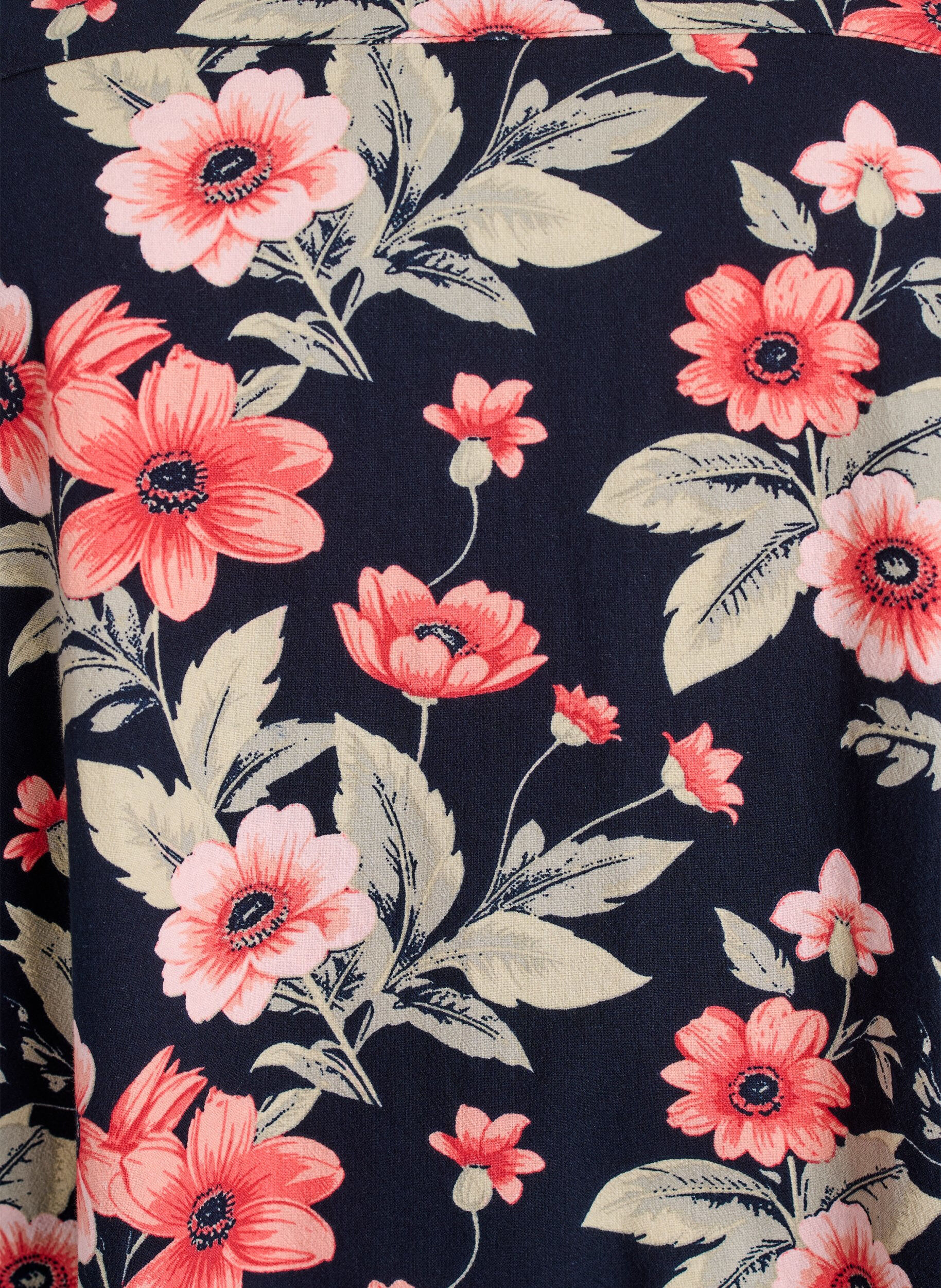 Zizzi Kurz&auml;rmliges Baumwollkleid mit Print, Blau, Packshot image number 2