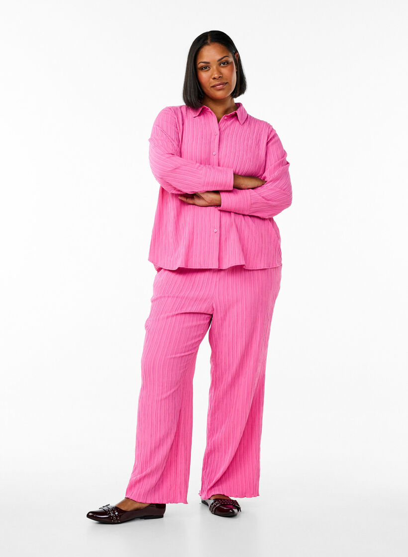 FLASH - Bluse mit Textur, Pink, Model image number 1