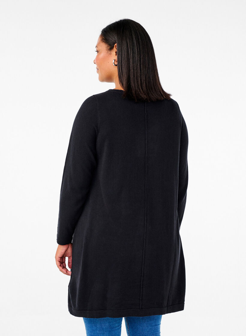 Robes tricot&eacute;es en m&eacute;lange coton-viscose, Noir, Model image number 2