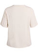 Kurz&auml;rmelige, gewebte Bluse mit Rundhals, Beige, Packshot image number 1