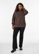 Pull en tricot avec col haut et fermeture &eacute;clair, Marron, Model image number 1