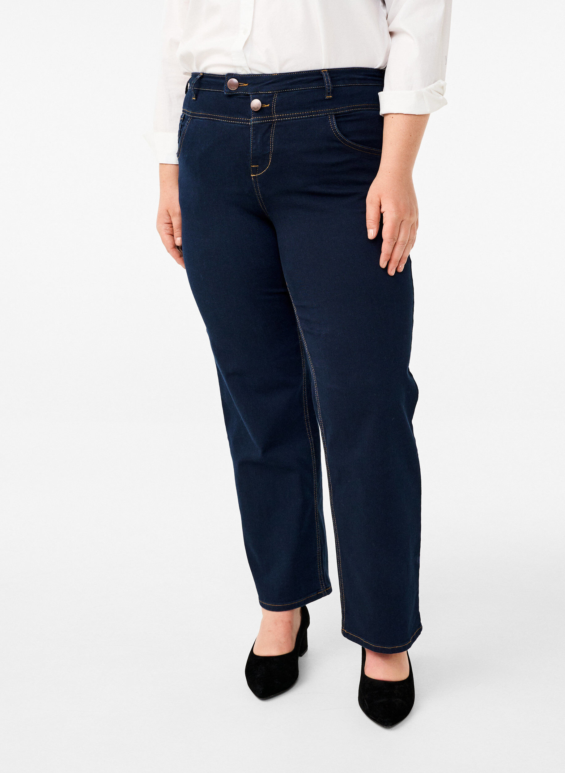 Zizzi Jean Gemma coupe classique taille haute, Bleu, Packshot image number 2