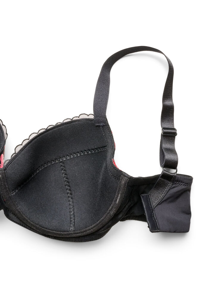 Gepolsterter B&uuml;gel-BH mit gebl&uuml;mter Stickerei, Schwarz, Packshot image number 3
