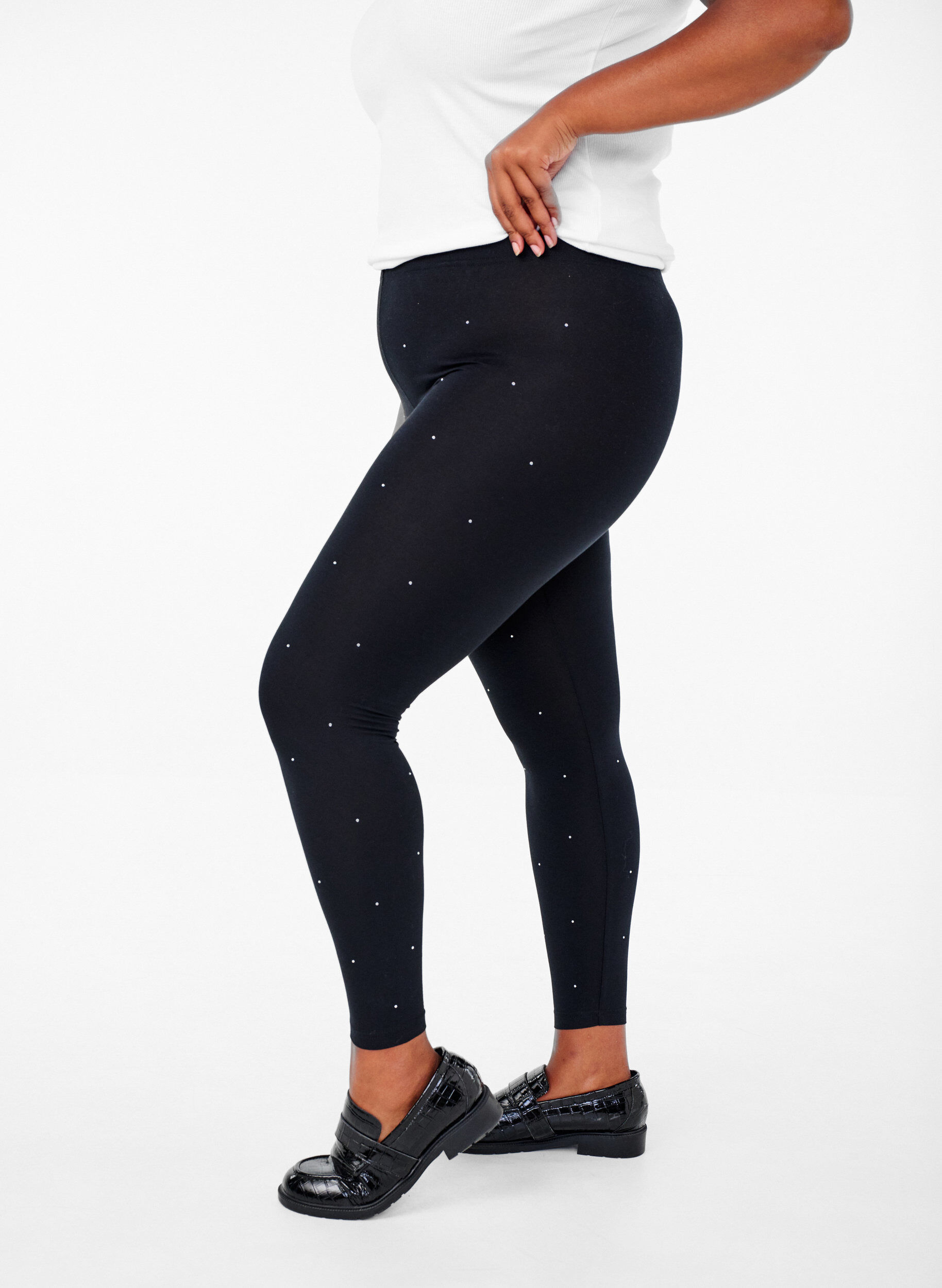 Zizzi  Legging en viscose avec strass, Black, Model image number 0