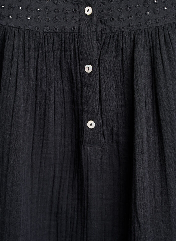Bluse aus Baumwollmusselin mit Lochstickerei, Schwarz, Packshot image number 2