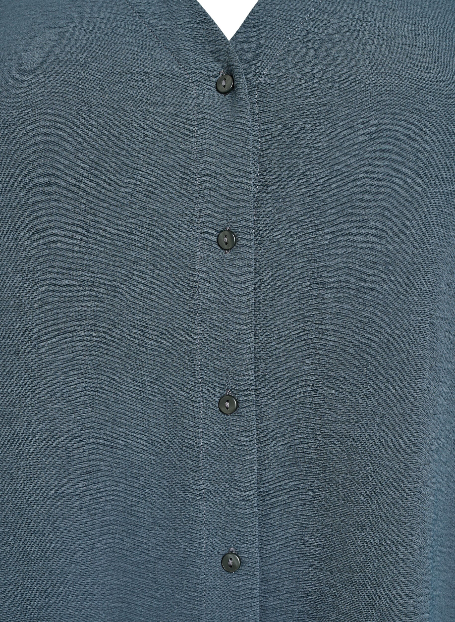 Zizzi FLASH &ndash; Bluse mit V-Ausschnitt und 3/4-&Auml;rmeln, Gr&uuml;n, Packshot image number 2