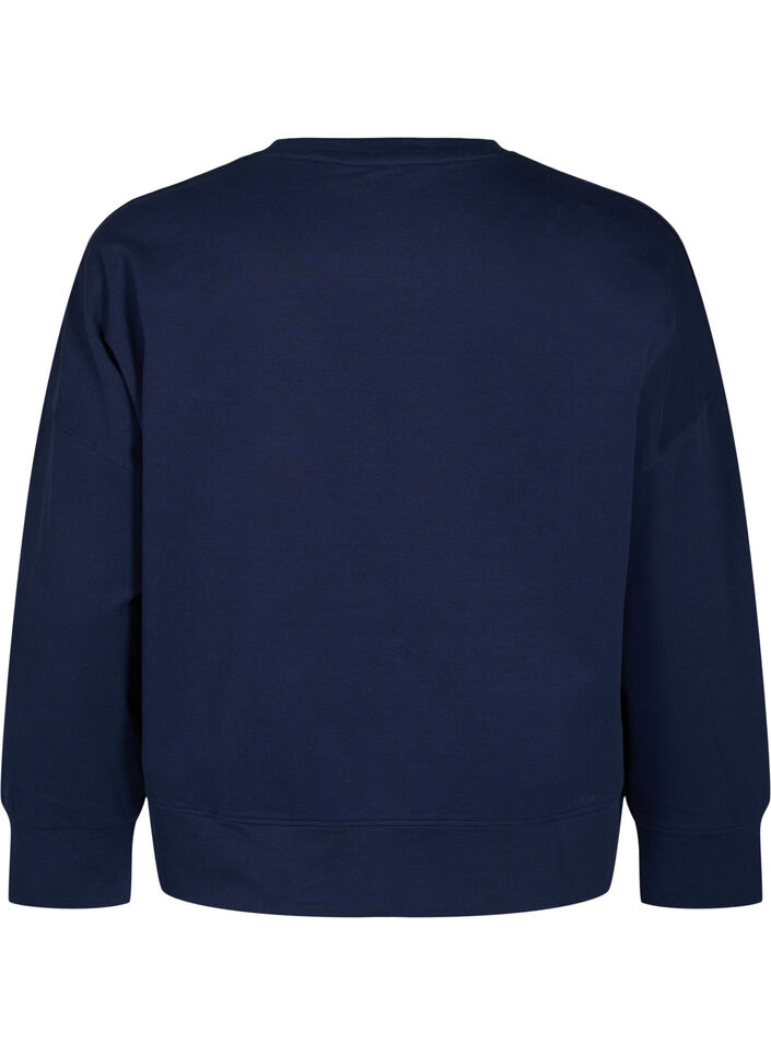 Sweat-shirt avec imprimé texte en relief, Bleu, Packshot image number 1