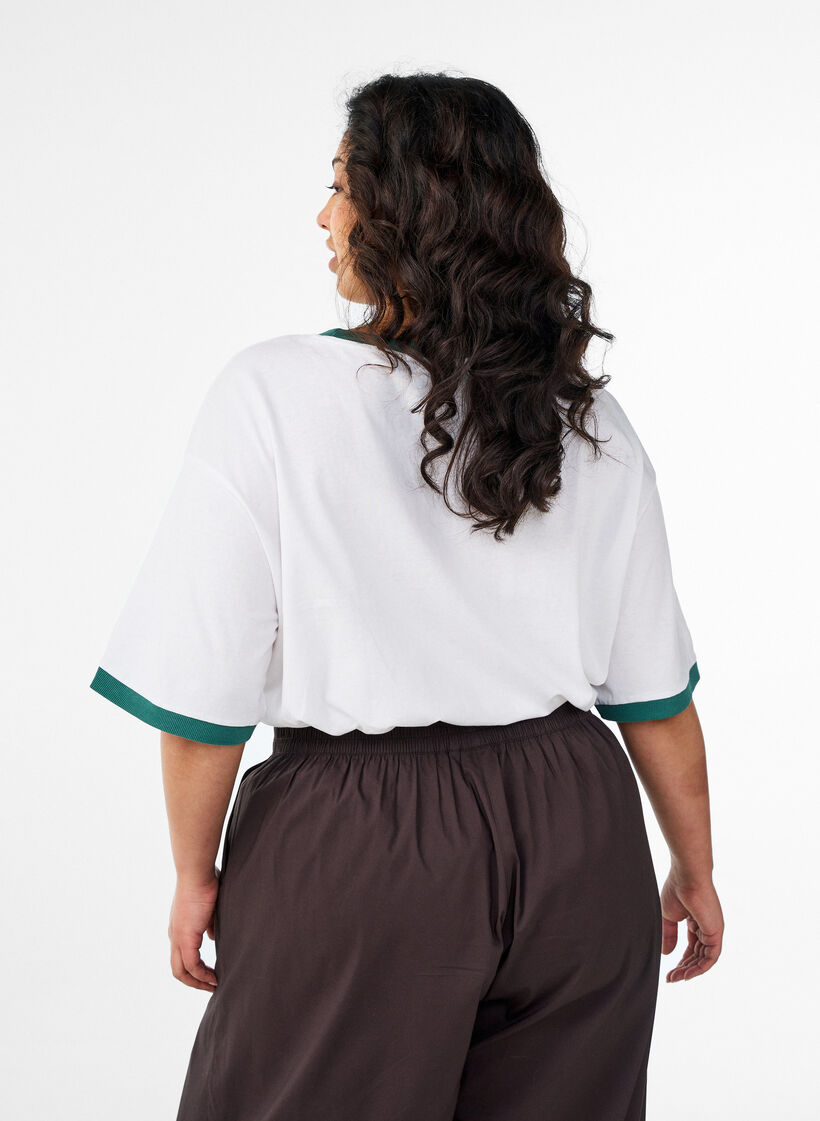 T-Shirt aus Baumwolle mit Textprint und Boxy-Fit, Wei&szlig;, Model image number 2