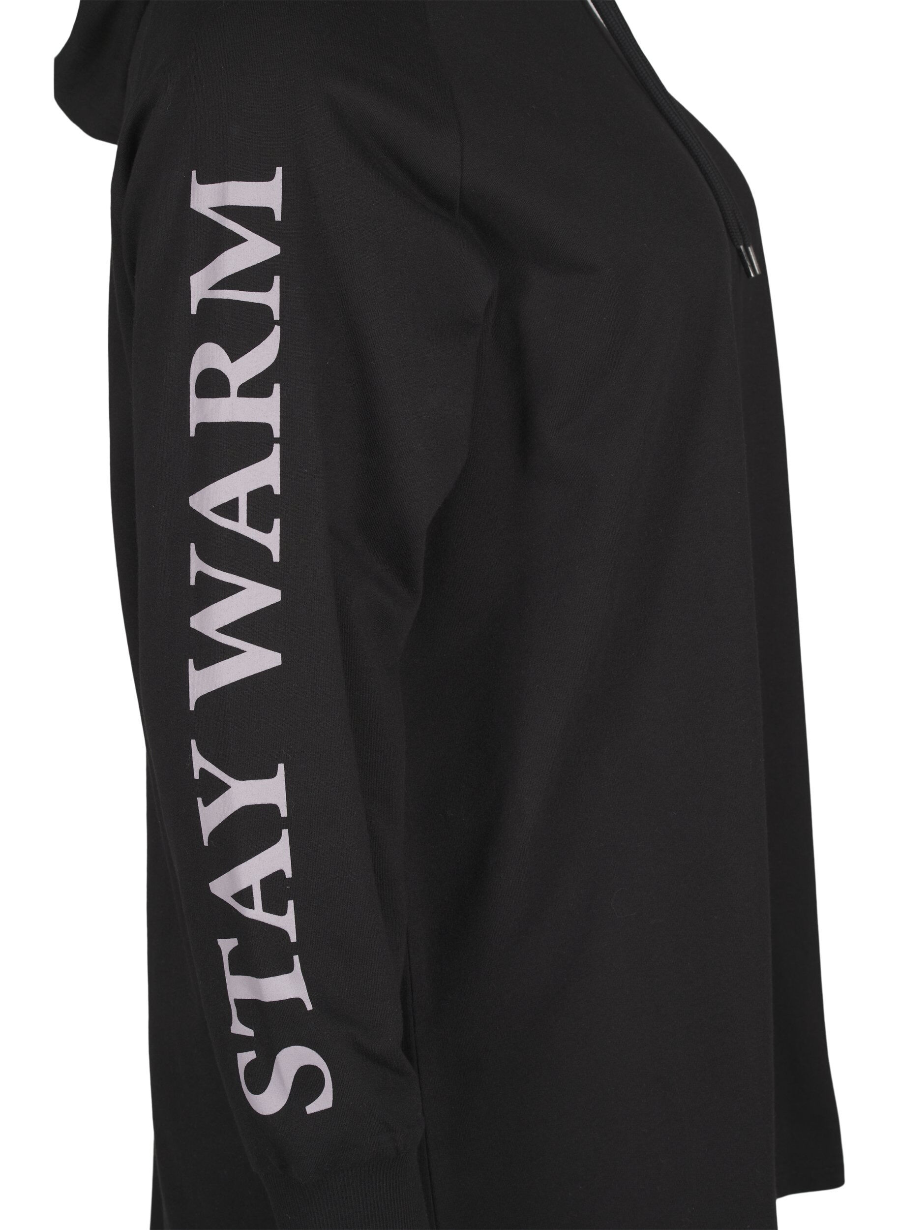 Zizzi Sweat oversize &agrave; imprim&eacute; sur les manches, Black w. Silver, Packshot image number 3