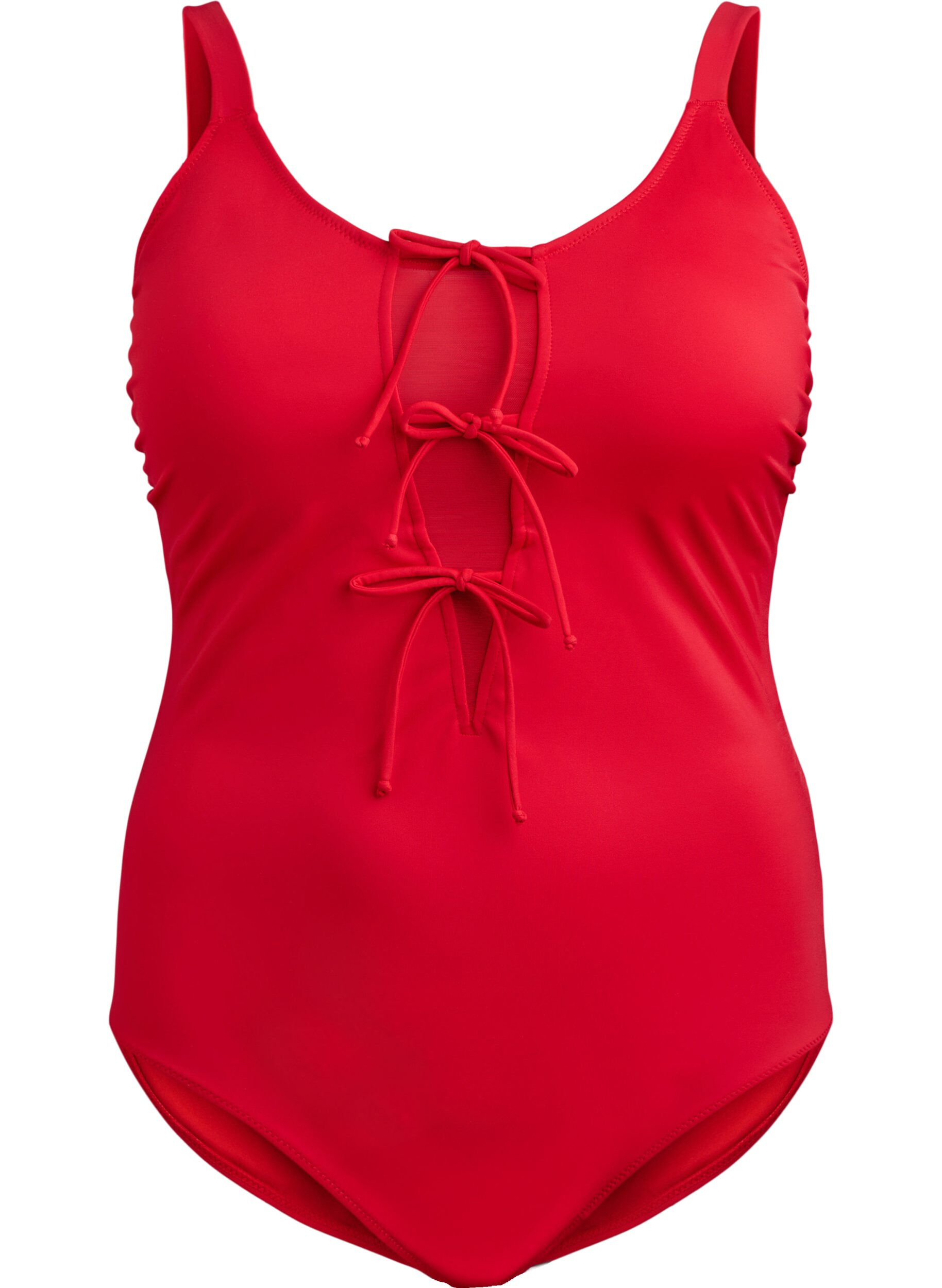 Zizzi Badeanzug mit Schleifen, Rot, Packshot image number 0