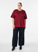T-shirt avec strass et col rond, Bordeaux fonc&eacute;, Model image number 1