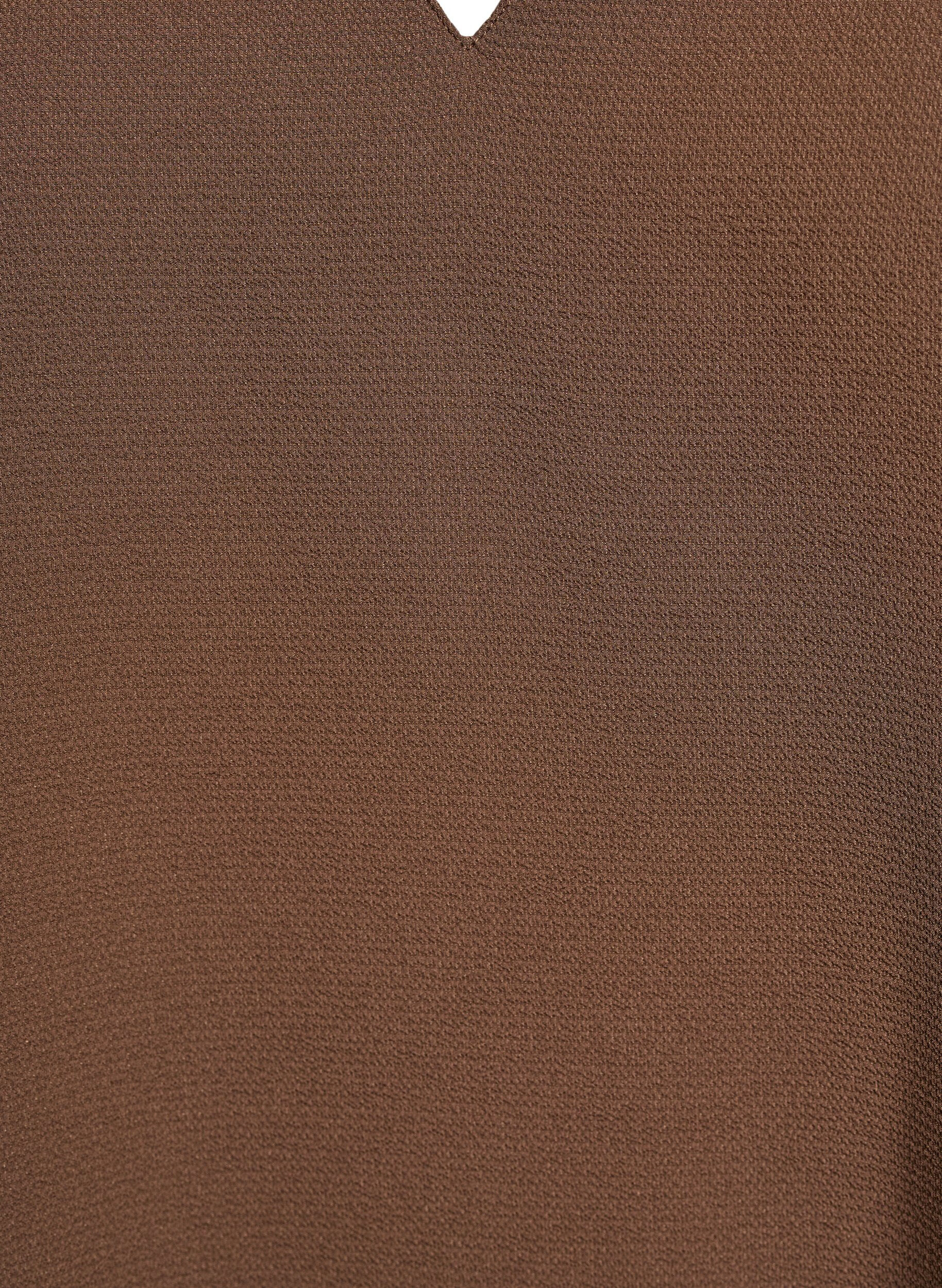 Zizzi Kurz&auml;rmlige Bluse mit V-Ausschnitt, Braun, Packshot image number 2