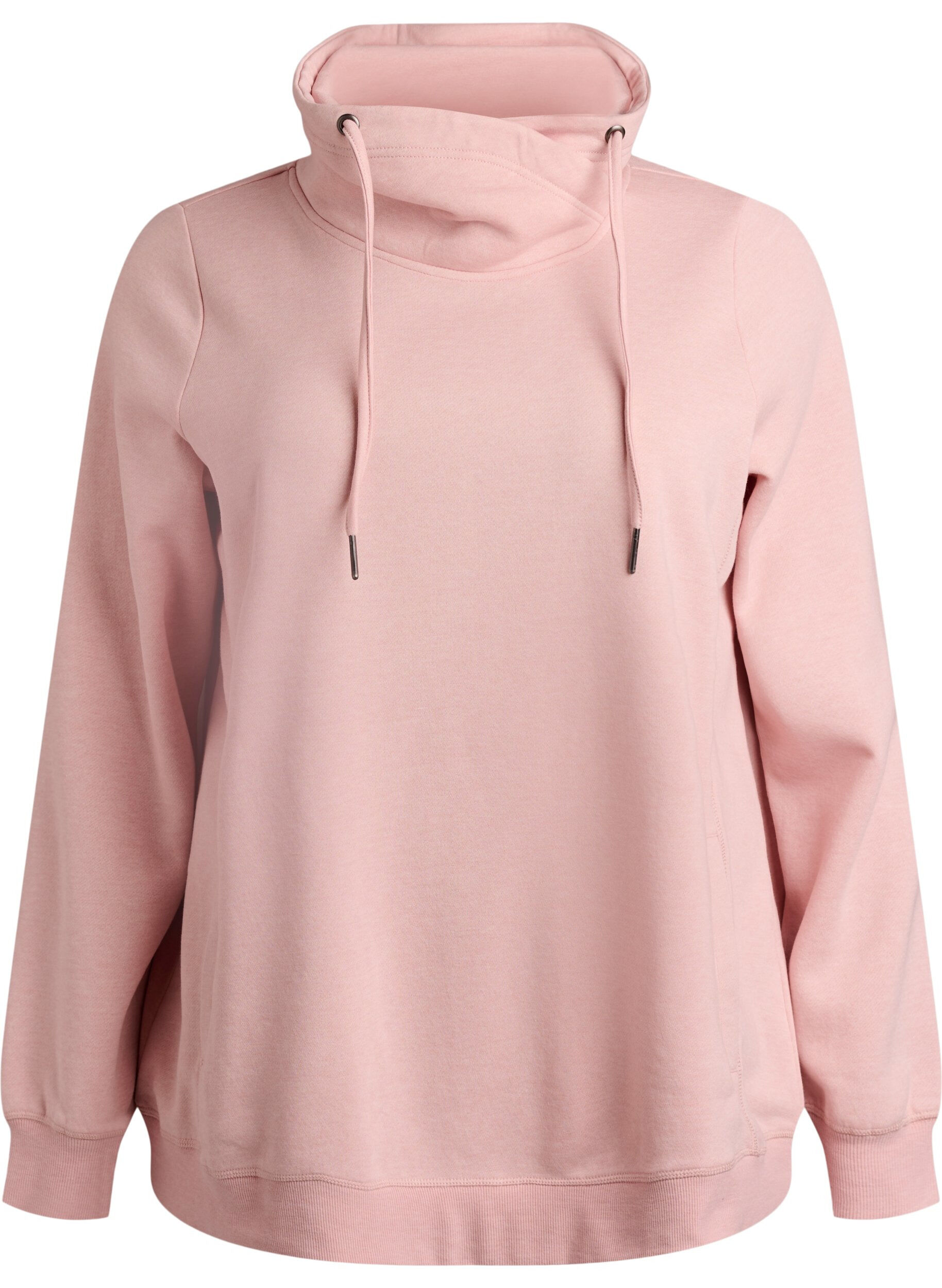 Zizzi Sweatshirt avec col montant et poches, Rose poudr&eacute;e, Packshot image number 0