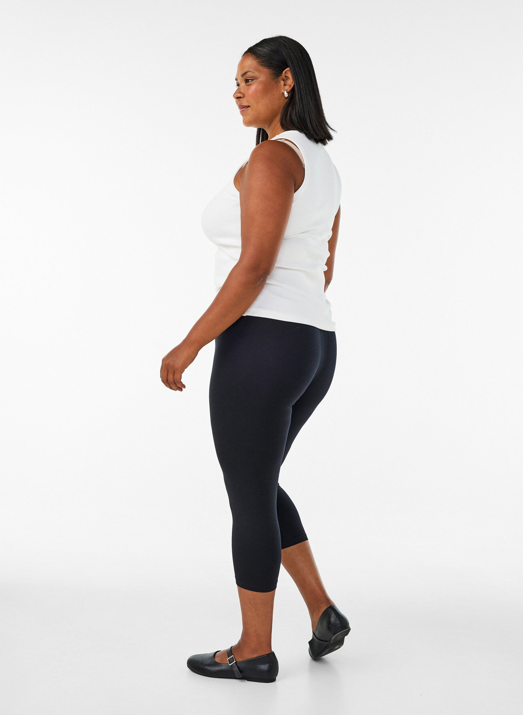 ZizziLeggings basiques longueur 3/4 en viscose, Noir, Model image number 2