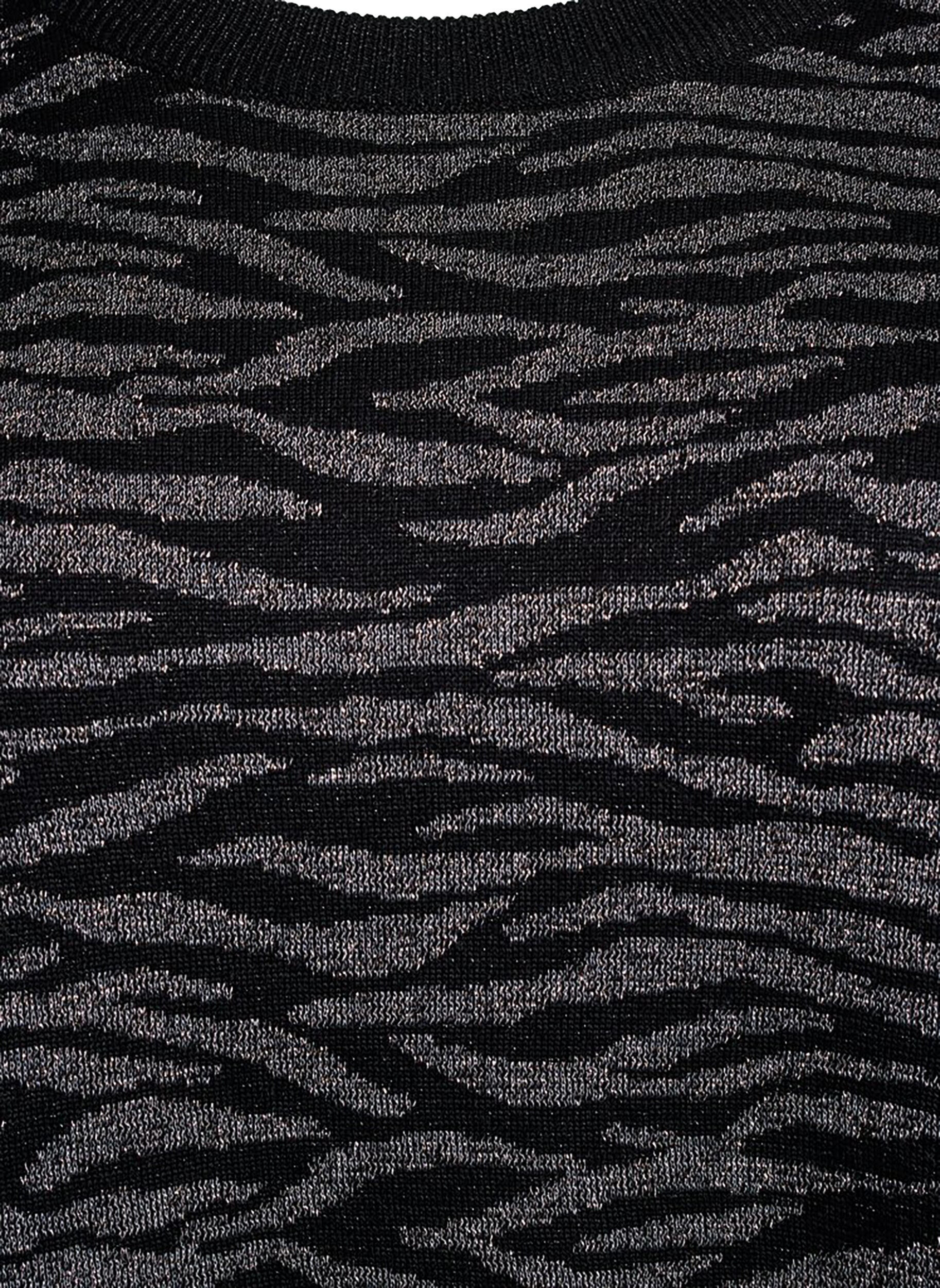 Zizzi Gemusterte Strickbluse mit Glitzereffekt, Schwarz, Packshot image number 2