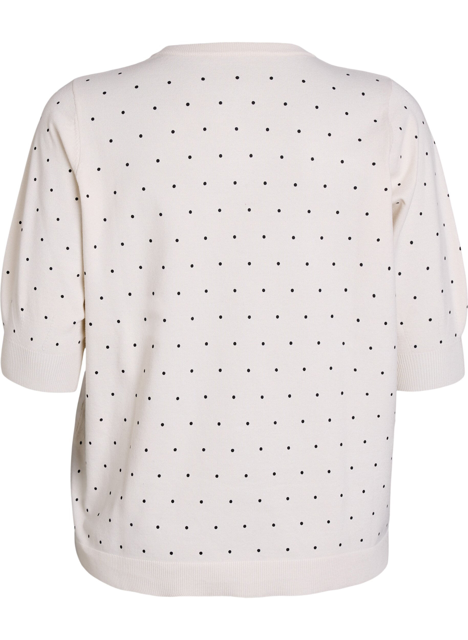 Zizzi Stricktop mit Polka-Dot-Muster und kurzen &Auml;rmeln, Wei&szlig;, Packshot image number 1