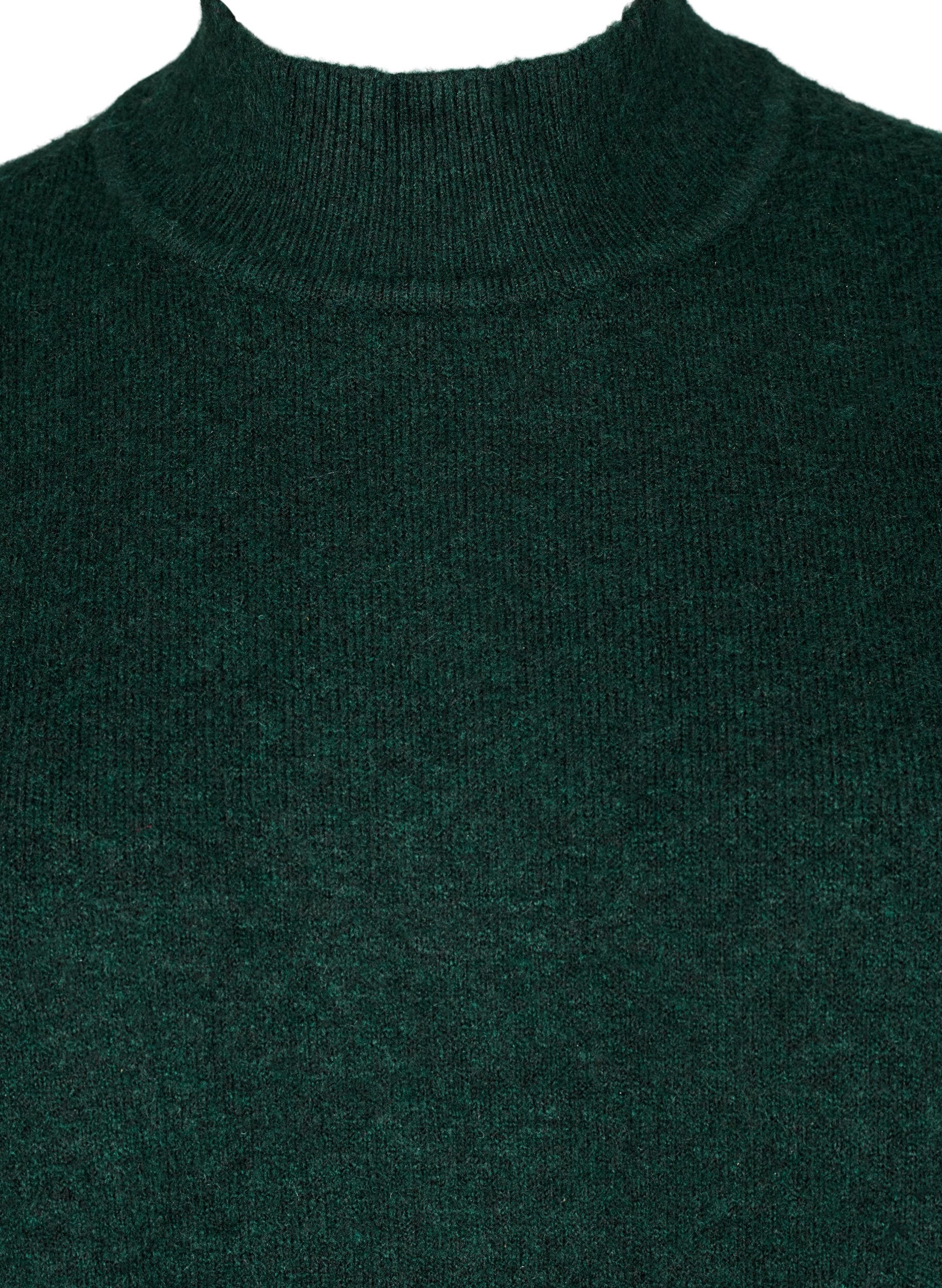 Zizzi Strickpullover mit gerippten Abschl&uuml;ssen, Scarab Mel., Packshot image number 2