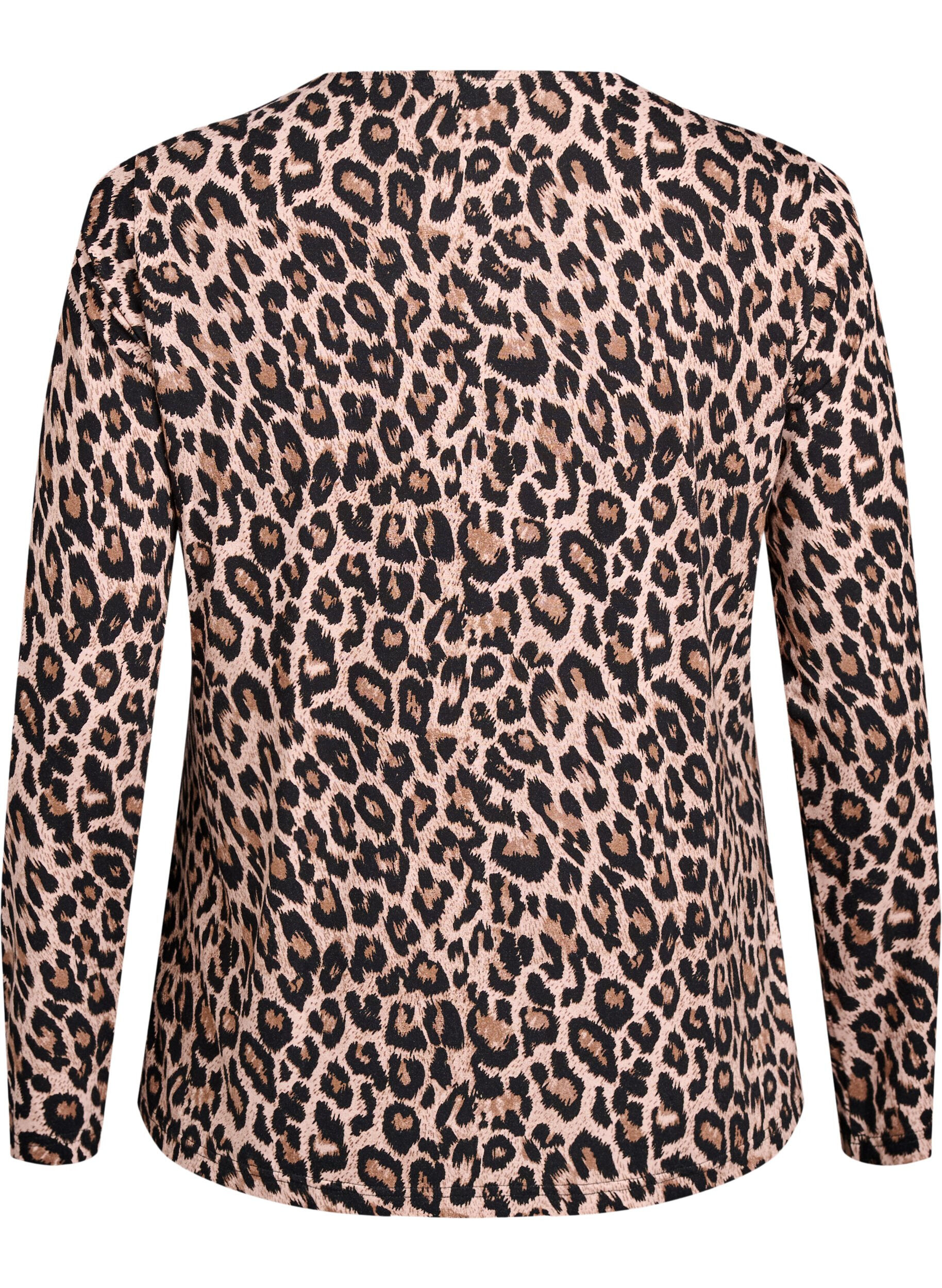 Zizzi Lang&auml;rmlige Bluse mit Leopardenmuster, Braun, Packshot image number 1
